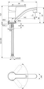 Смесител стоящ за умивалник с лят чучур CALISTA B1057AA