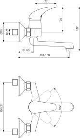 Смесител стенен за умивалник ORION B1024AA