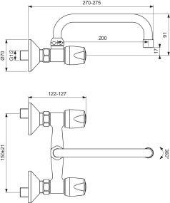Смесител стенен за кухня ISKAR B1393AA