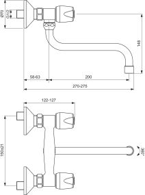 Смесител стенен за кухня ISKAR B1394AA
