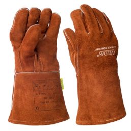 Ръкавици за заваряване, кожени, кафяви 35 cm