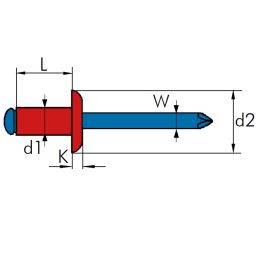 Попнит Стандартен Al/St - Ф 5.0 x 8 mm