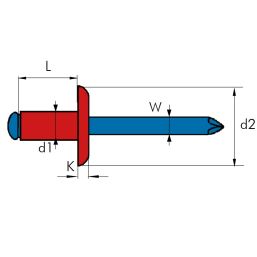Попнит Широка периферия Al/St - Ф 5.0 x 25 mm