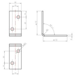 Планка Ъгъл KM 0 - 40x40/20mm, t=2mm, Цинк