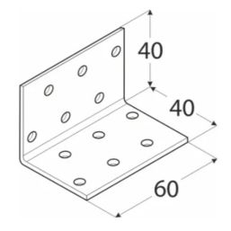 Планка Ъгъл KM 2 - 40x40/60mm, t=2mm, Цинк