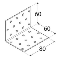 Планка Ъгъл KM 5 - 60x60/80mm, t=2mm, Цинк
