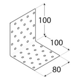Планка Ъгъл KM12 - 100x100/80mm, t=2mm, Цинк