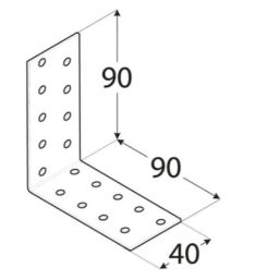 Планка Ъгъл KM16 - 90x90/40mm, t=2mm, Цинк