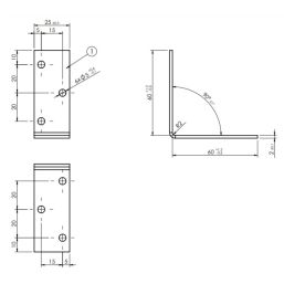 Планка Ъгъл KM20 - 60x60/25mm, t=2mm, Цинк