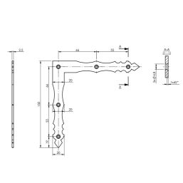 Планка Ъгъл плосък NAD1 - 150x150/25mm, t=2.5mm, Черен