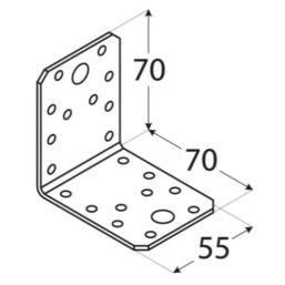 Планка Ъгъл KL2 - 70x70/55mm, t=2.5mm, Цинк